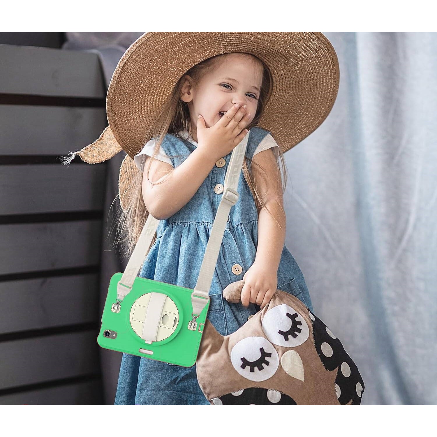Husa pentru iPad Mini 6 8.3", 3 straturi, suport rotativ, verde