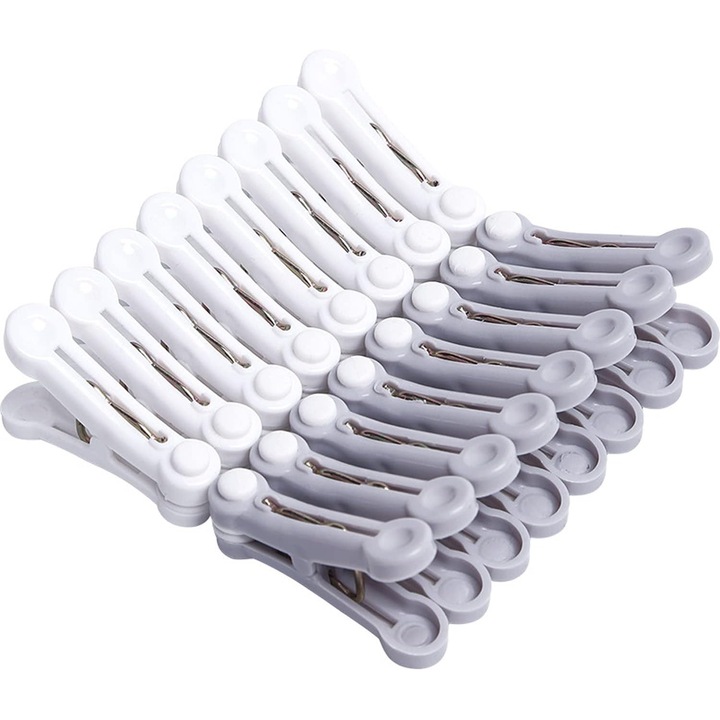 Clipsuri pentru rufe Amrinugl, acril, alb/gri