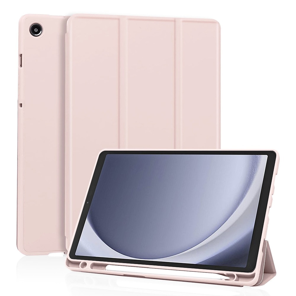 Husa pentru Samsung Galaxy Tab A11 8.7 inch Soft Shell cu compartiment pentru stylus, tip stand, protectie 360 - roz