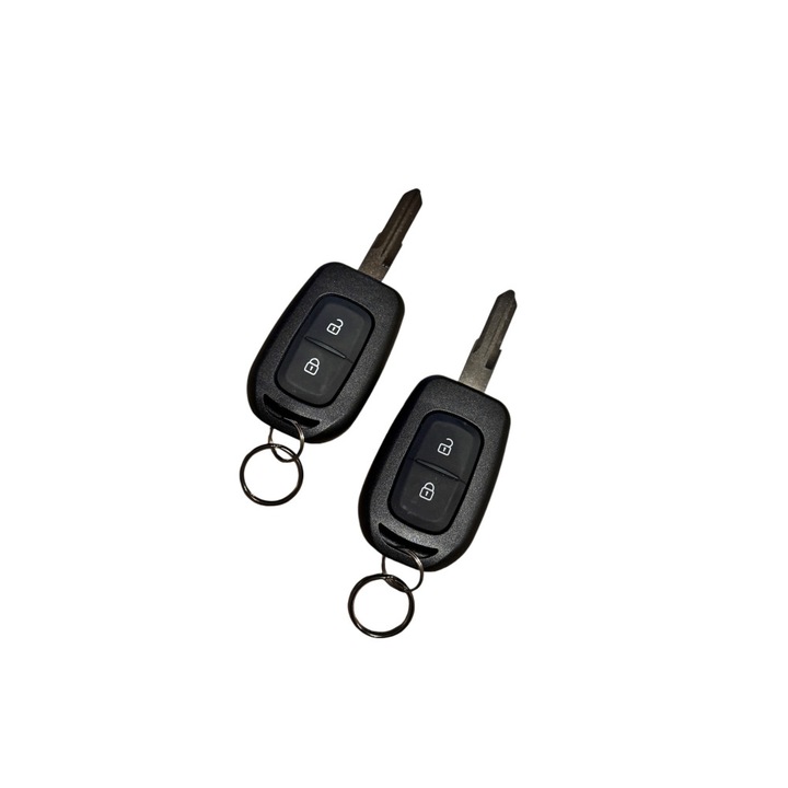 Set 2 chei cu 2 butoane pentru inchidere centralizata cu modul si iesire pentru sirena, lamele compatibile Dacia Logan / Duster / Dokker / Sandero / Spring / Jogger