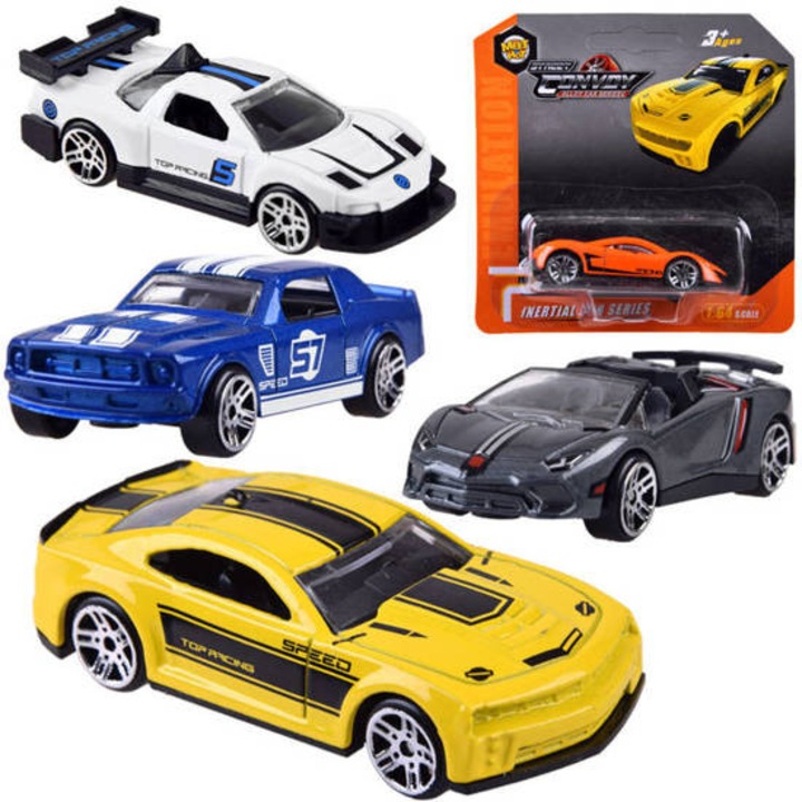 Masinuta metalica JOKOMISIADA, model 1:64, 7x3x2cm, set de masinute