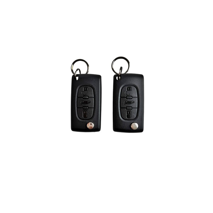 Set 2 chei tip briceag pentru inchidere centralizata Premium cu modul si iesire pentru sirena cu lamele compatibile Peugeot