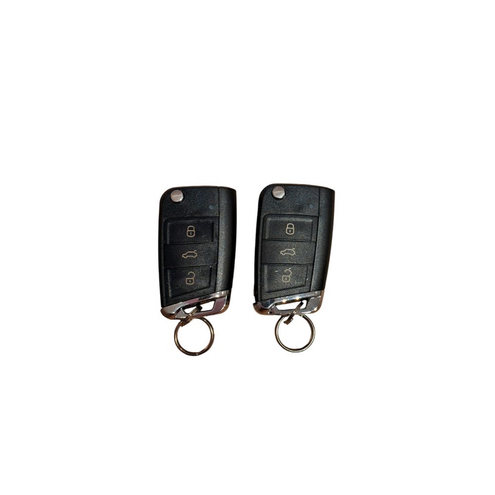 Set 2 chei tip briceag cu 3 butoane pentru inchidere centralizata Premium cu modul si iesire pentru sirena cu lamele compatibile VW