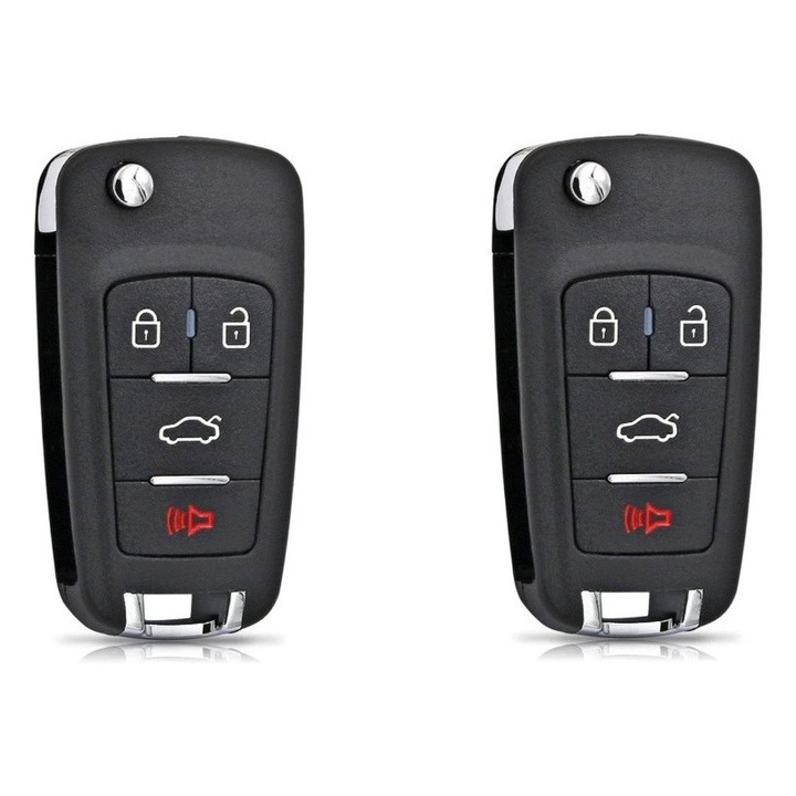 Set 2 chei tip briceag cu 4 butoane pentru inchidere centralizata Premium cu modul si iesire pentru sirena cu lamele compatibile Opel