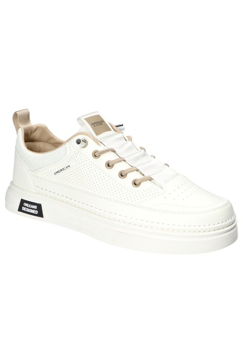 Pantofi Barbati, American Club, Ha93, branturi "Memory Foam" System, Sneakers, Alb/Bej