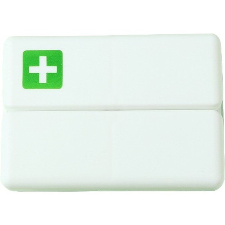 Cutie depozitare medicamente, 7 compartimente sigilate individual, pliabila, portabila, Leski, Alb/Verde