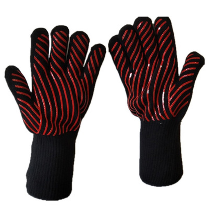 Hőálló grillkesztyű, csúszásgátló szilikon grillkesztyű, konyhai kesztyű sütőhöz, grillezéshez, főzéshez, sütéshez, vágáshoz, hegesztéshez, füstöléshez (1 pár)