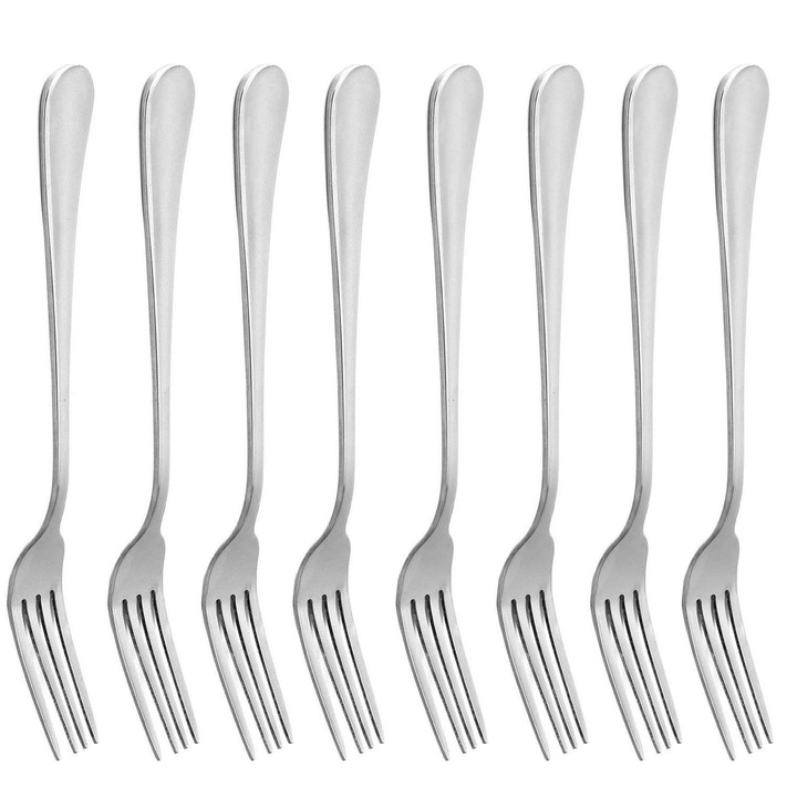 Set 8 furculite din otel inoxidabil, 20x2.3x2 cm, argintiu