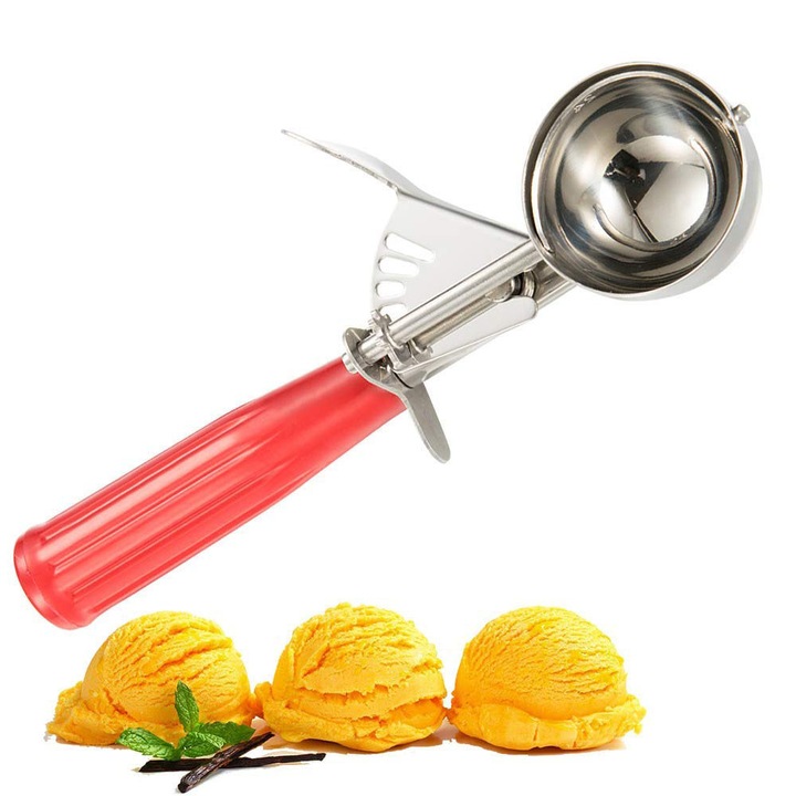 Set de cupe din otel inoxidabil, AMRINUGL, maner ergonomic rosu, dimensiuni: 22ml, 39ml, 78ml