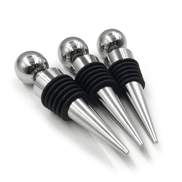 Dop decorativ pentru sticle de vin, dopuri de vin reutilizabile pentru coniac pana la ulei de masline, dop de vin cu bile de argint, sigiliu etans pentru a mentine bauturile proaspete, gata pentru cadou pentru accesorii de bar (3 pachete)