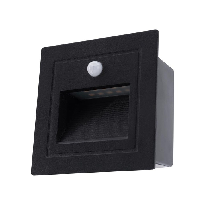 Spot incastrat treapta cu senzor LED 3W 3000K IP54, negru, Erste