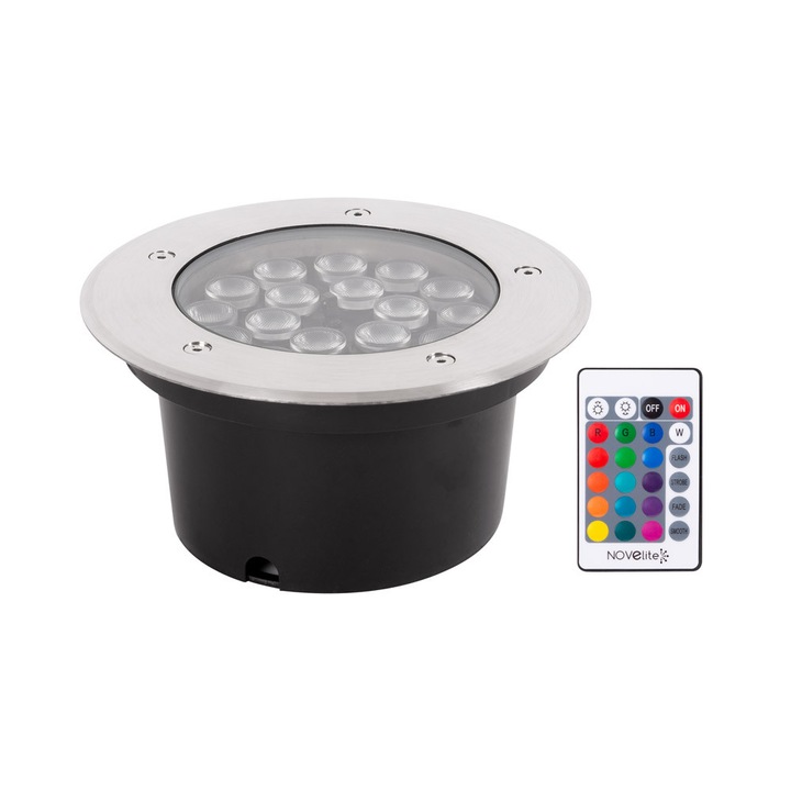 LED RGB padló spotlámpa 18W IP65, távirányítóval, Novelite