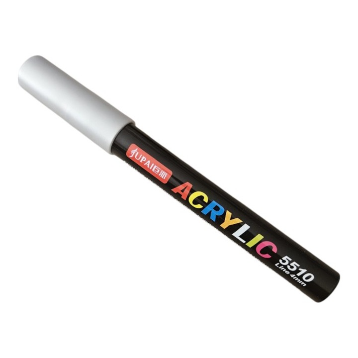 Marker cu vopsea Acrilica, Varf de 4 mm, pentru Sticla, Ceramica, Pietre, Lemn, Plastic, Hartie, Panza, WOW Shop, argintiu