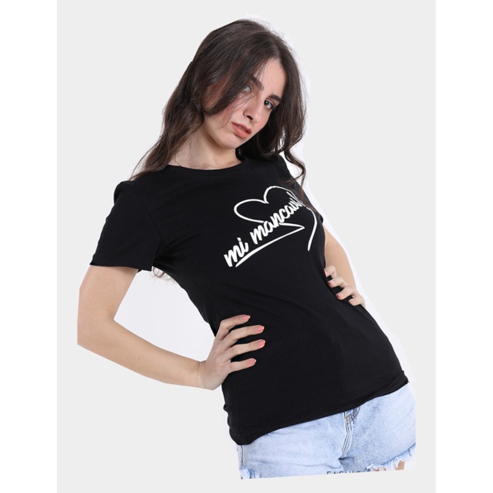 Tricou Dama, Bumbac, 2664, Negru, L