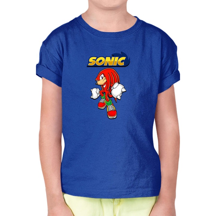 Tricou pentru copii SONIC the Hedgehog OPT Knuckles Punch, Albastru marin