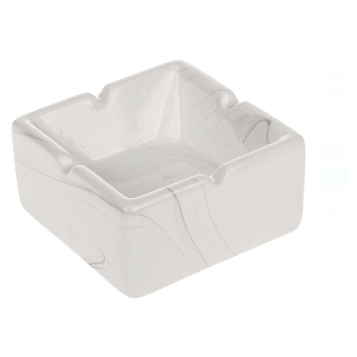 Scrumiera Ceramica Patrata Alba Marble 10x10x5cm