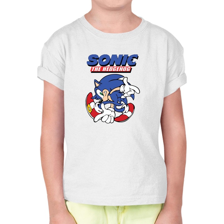 Детска тениска с къс ръкав Таралежът Соник Sonic the Hedgehog OPT Sonic 04, Бял