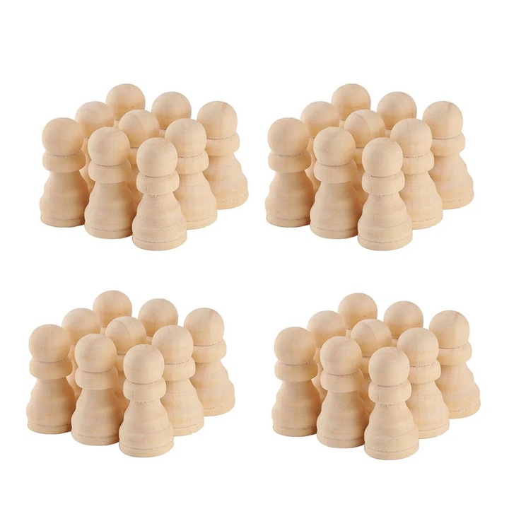 Piese sah lemn set 50 piese natur 3x3x1.5cm