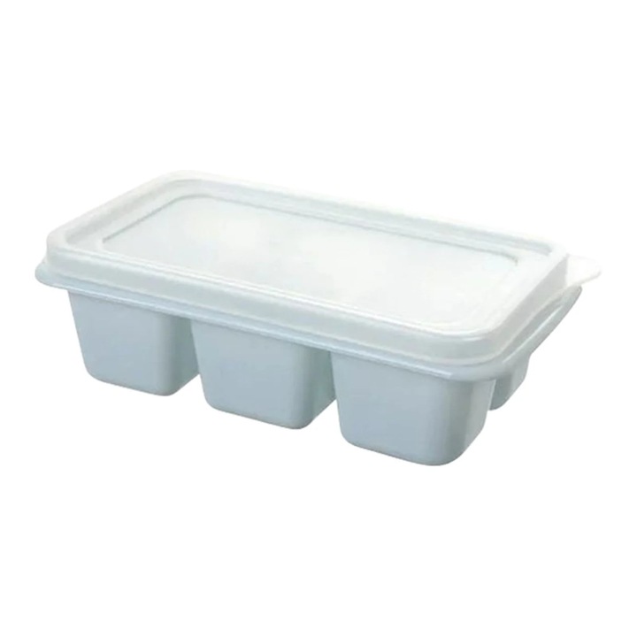 Tava pentru cuburi de gheata, 6 cuburi mari, capac, plastic, 11.5x7x4cm