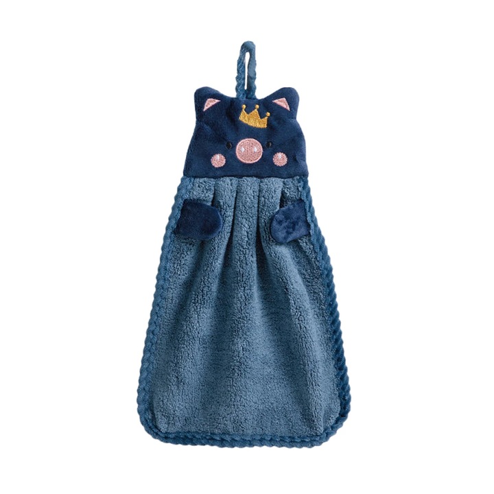 Prosop de mana pentru copii, design porc, multicolor, 30x30cm, set de 1 buc.