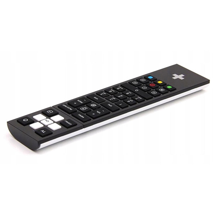 Telecomanda originala NC+ Premiumbox, 17x4cm, negru-alb, cu 2 baterii CR2032 inclus.