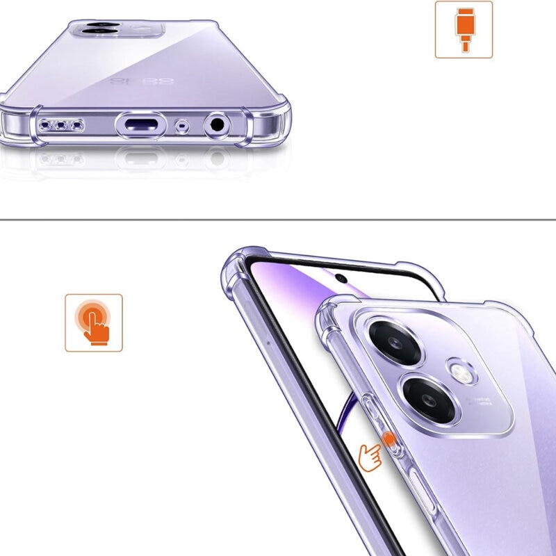 Husa protectie Mat-Tech compatibila cu Oppo A40 4G / A40M 4G / Oppo A60 5G, Protectie Camera, Colturi anti-soc, Decupaje Precise, Rezistenta la impact, Transparenta