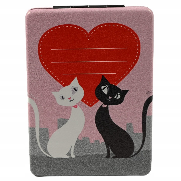 Kozmetikai tükör, Midex, 2 db-os készlet, 6,5x8,5cm, szív alakú design