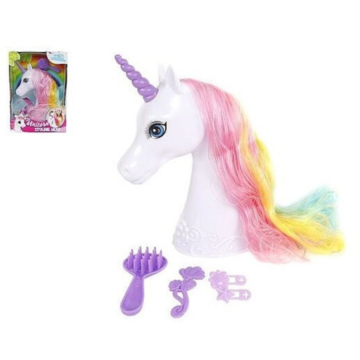 Cap de unicorn pentru coafat cu accesorii, Hipo, 20x15x6cm, multicolor