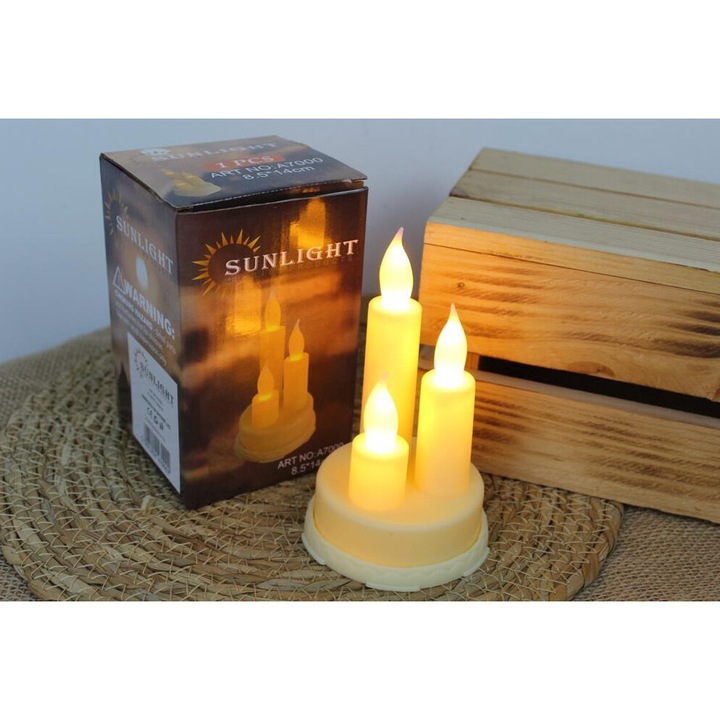 LED свещ, 7&7, 14x8.5 см