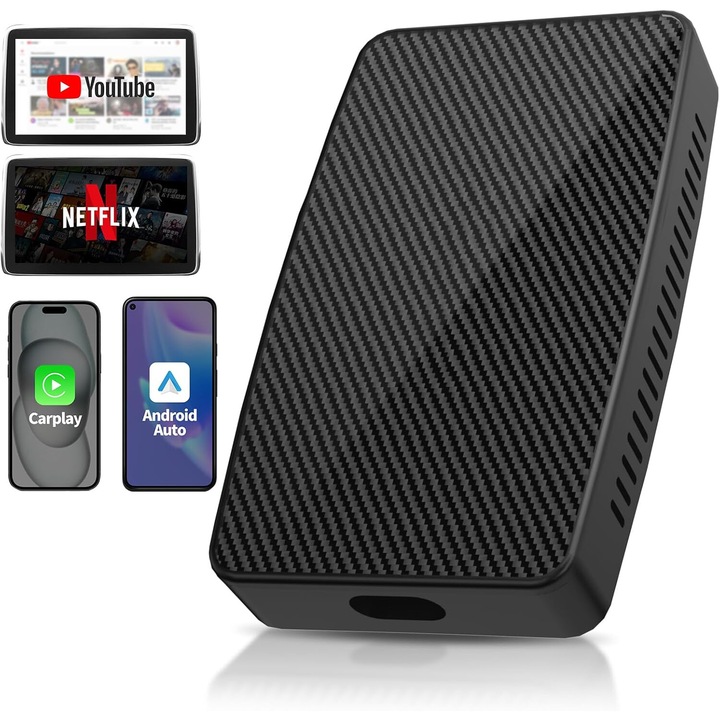 Adaptor wireless USB pentru masina Play2Video AI Box, compatibil CarPlay si Android Auto, 2+16G, Android 12, pentru masini din 2016