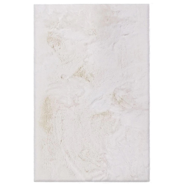 Covor Modern Pufos, Uni, cu nuanta de Crem 200 cm latime x 290 cm lungime