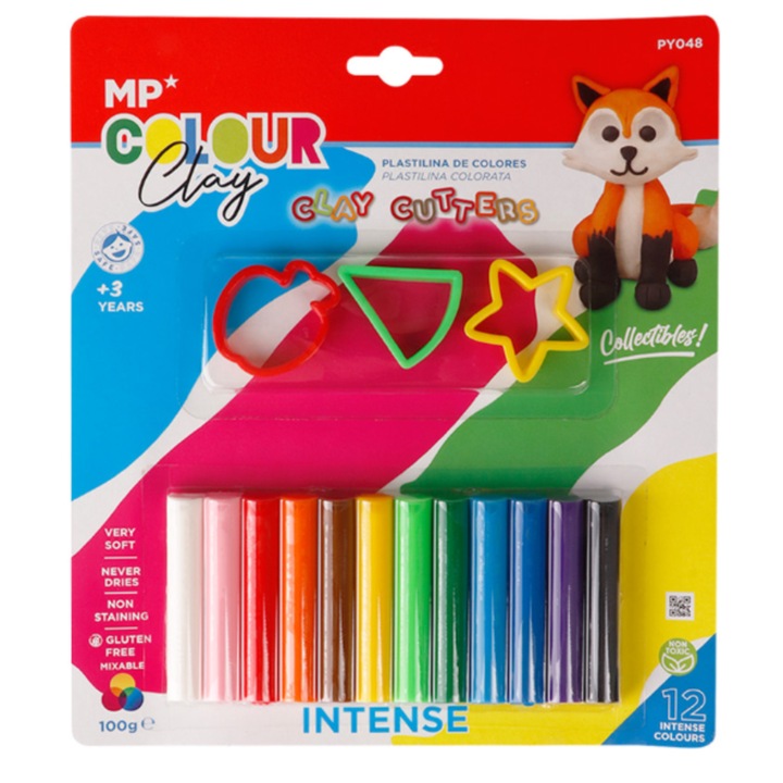 Plastilina MP, set 12 culori, 65mm, netoxica, pastelata