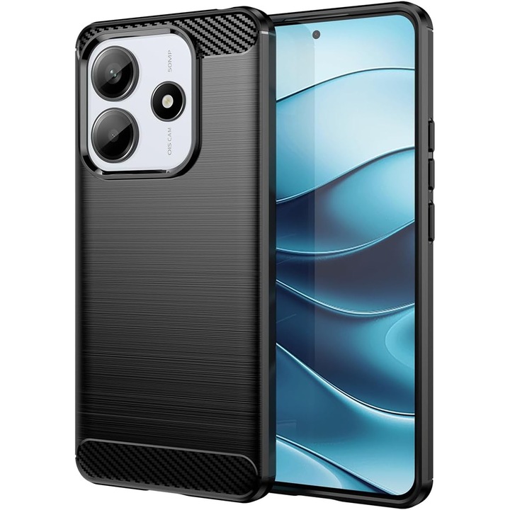 Защитен калъф Mat-Tech, съвместим с Xiaomi Redmi Note 14 5G, Carbon Texture, Matte Finish, Anti-Shock, Impact Resistance, Black