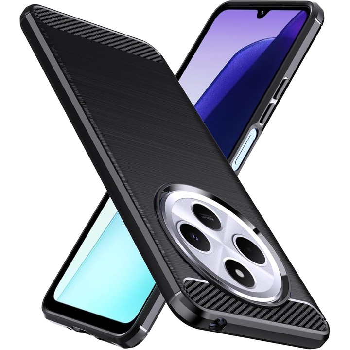 Защитен калъф Mat-Tech, съвместим с Xiaomi Redmi 14C 4G / Redmi A4 / Poco c75, Carbon Texture, Matte Finish, Anti-Shock, Impact Resistance, Black