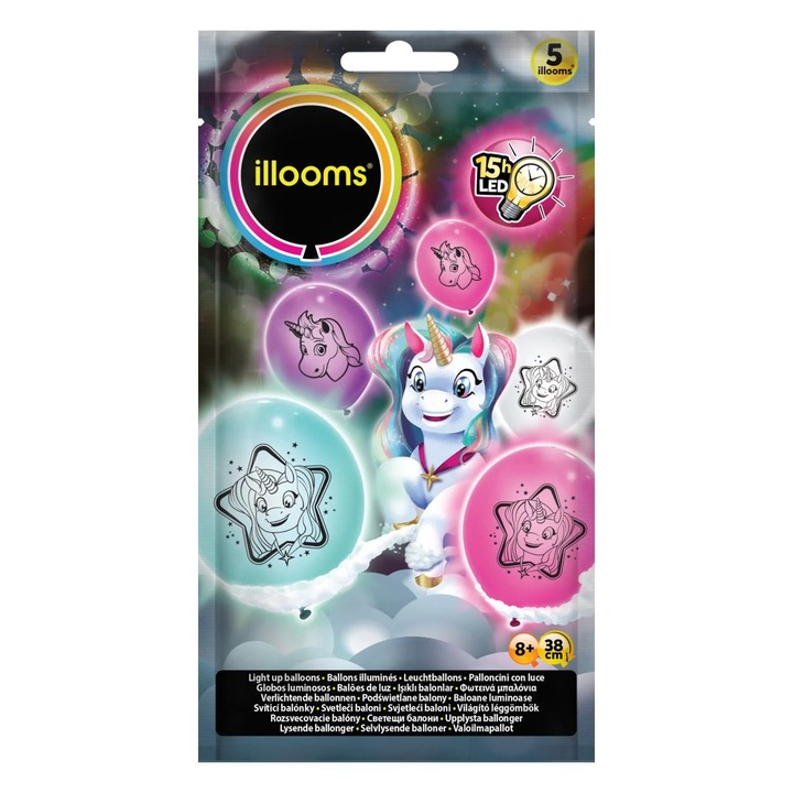 Светодиодни балони Illooms Unicorn 5 бр. - Цени игри