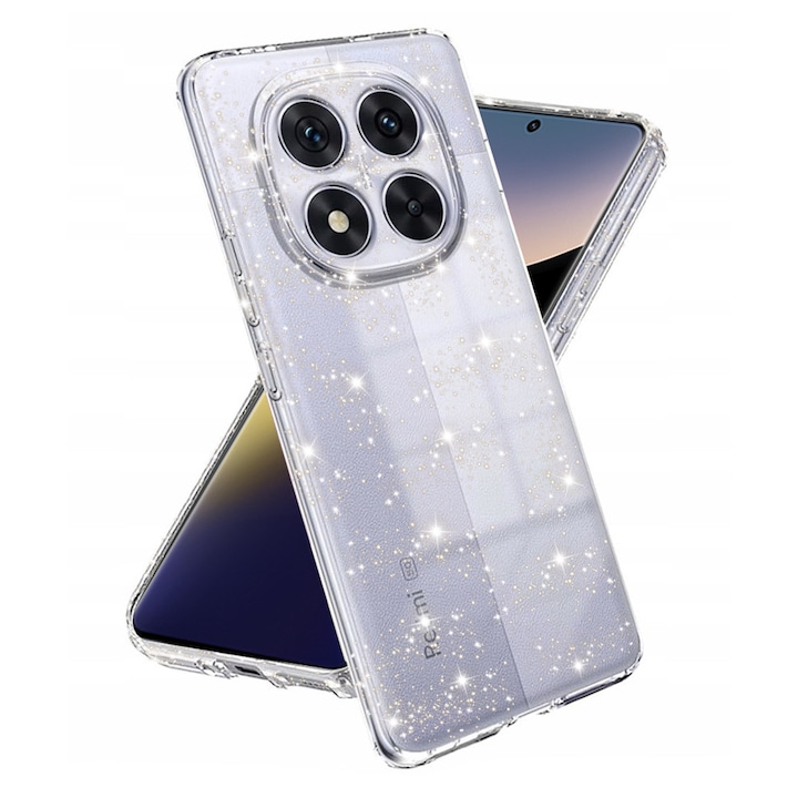 Husă transparentă Techsuit pentru telefon Xiaomi Redmi Note 14 Pro 5G/Poco X7, TPU, cu sclipici
