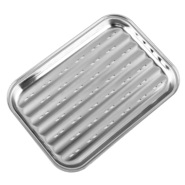 Tigaie pentru gratar Enforose, inox, antiaderent, 30x45cm, utilizare interioara si exterioara