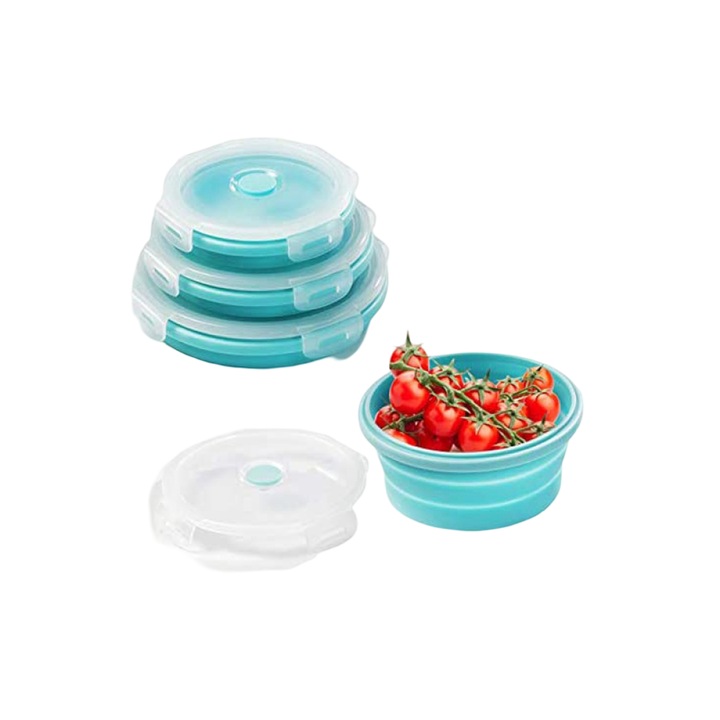 Boluri pliabile din silicon, Enforose, set de 3, design compact, material non-toxic, pentru activitati in aer liber