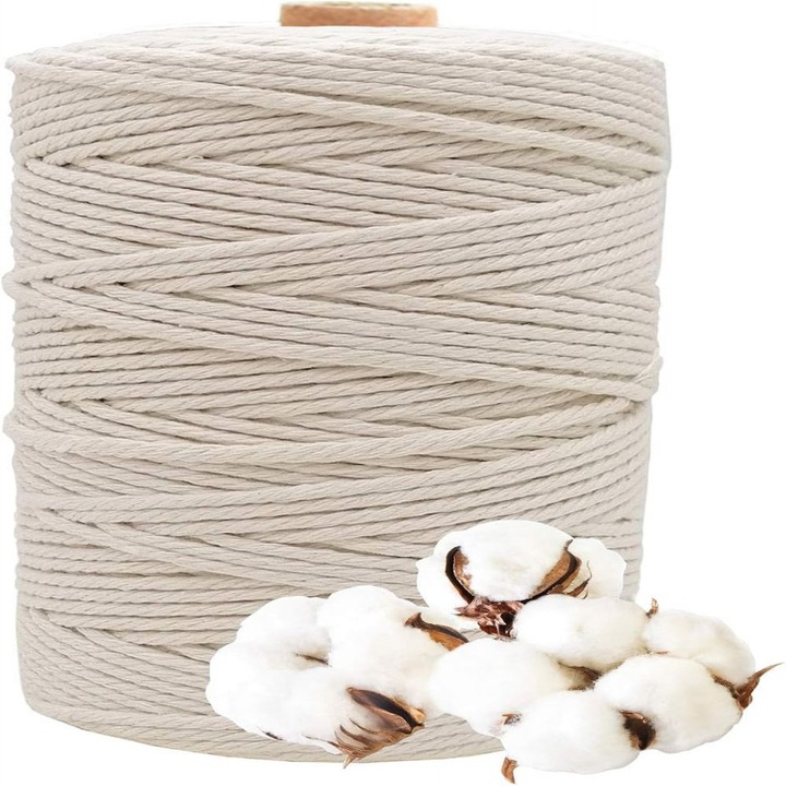 Természetes pamutzsinór, Enforose, kézműves projektekhez, makramé dekorációhoz, könnyen használható, 100m