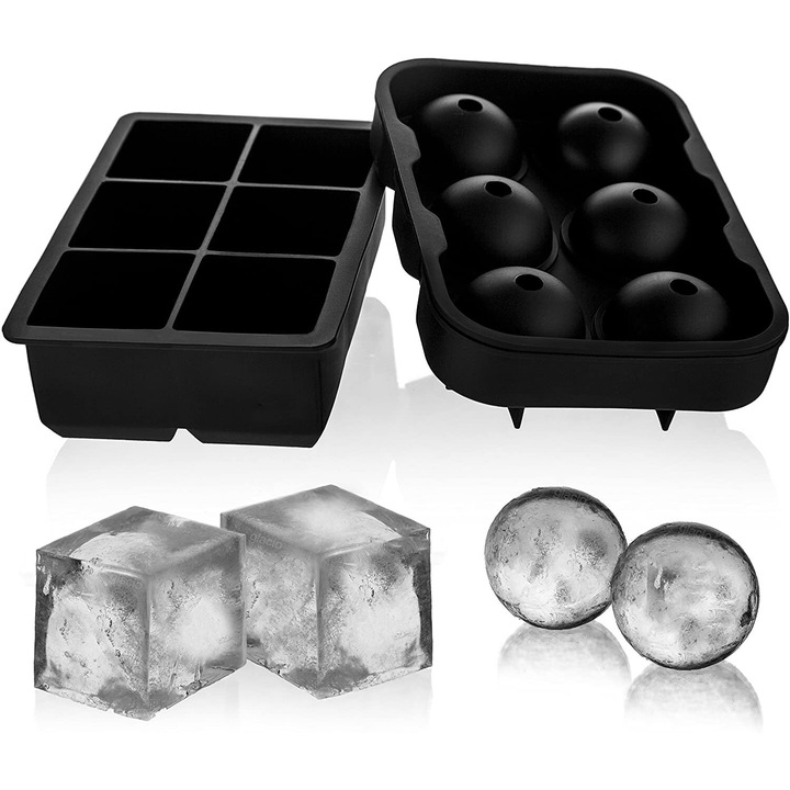 Szilikon jégkockaformák, Enforose, 2 darabos készlet, tapadásmentes kialakítás, élelmiszer-biztonságos, színes