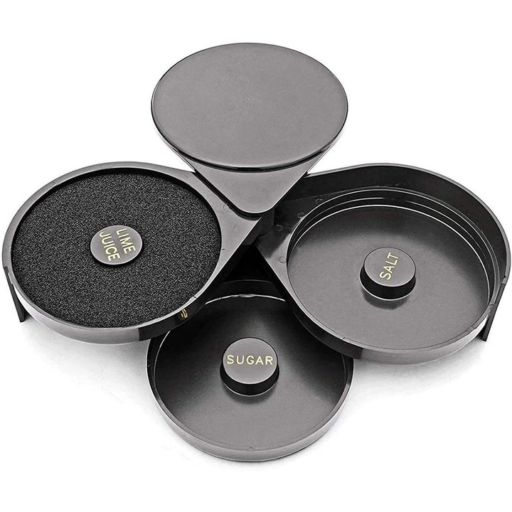 Rimmer pentru cocktailuri, Enforose, 3 niveluri, culoare neagra, design rezistent la masina de spalat vase