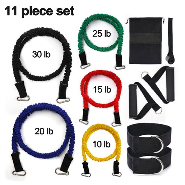 Комплект Преносими Пилатес Разтегачи с Регулируеми Еластични Ленти, Аеробика, Многоцветен