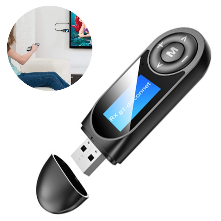 Adaptor Bluetooth Auto Enforose, Functie de Anulare a Zgomotului, Conectivitate Versatila, Compact