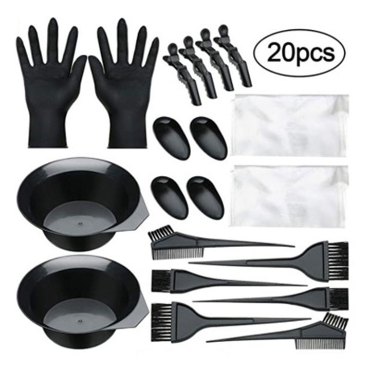 Kit profesional de vopsire a parului, Enforose, set complet pentru vopsire acasa, include pensule reutilizabile, accesorii pentru toate tipurile de par