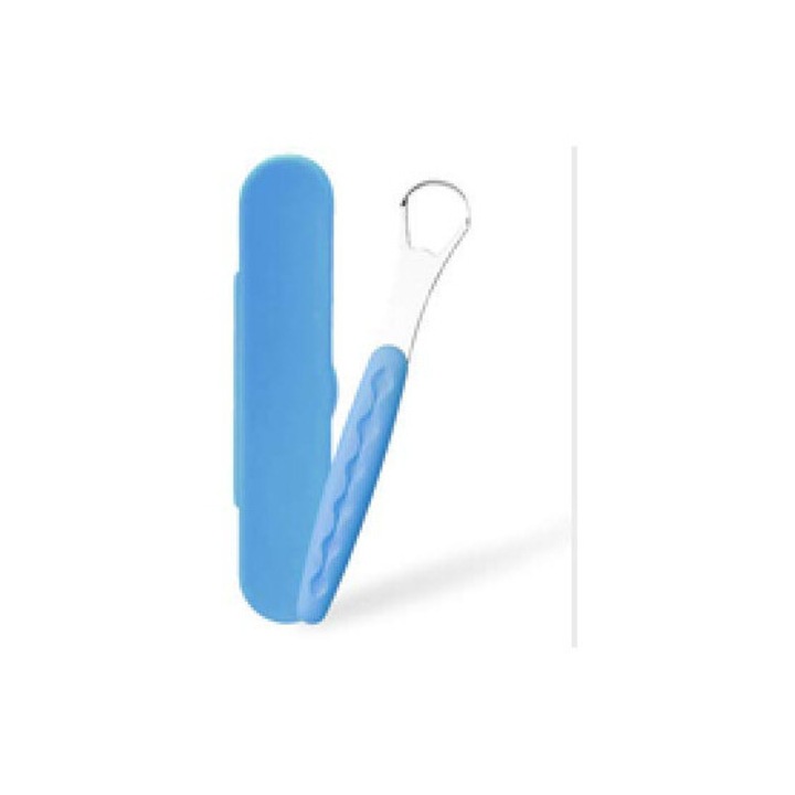 Razuitor de limba din otel inoxidabil, Enforose, design dublu fata, manere din silicon, dimensiune de calatorie