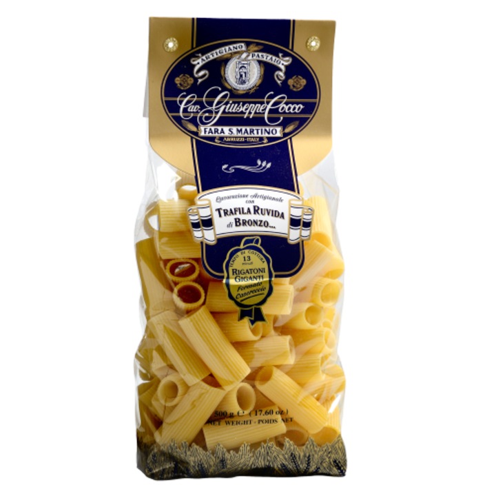 Paste Artizanale, RIGATONI GIGANTI de la Giuseppe Cocco / 500 g, paste tip rigatoni gigante – Pasta artizanala numarul UNU in lume