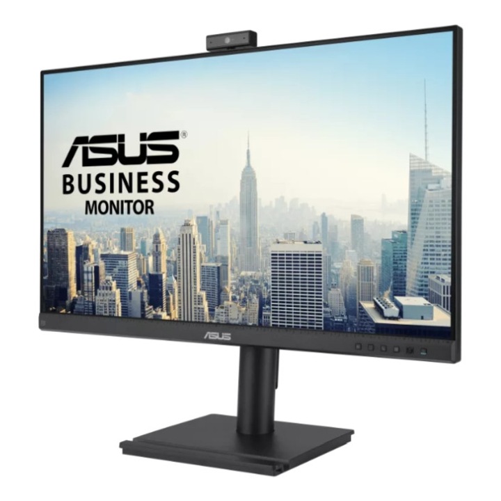 Asus BE279QFK videokonferencia monitor, 27", Full HD, IPS, 100 Hz, keret nélküli, Full HD webkamera, mikrofon, sztereó hangszórók, állítható magasság, ergonomikus kialakítás, HDMI, gyenge kék fény, villogásmentes, falra szerelhető, Sustainab 90LM0443