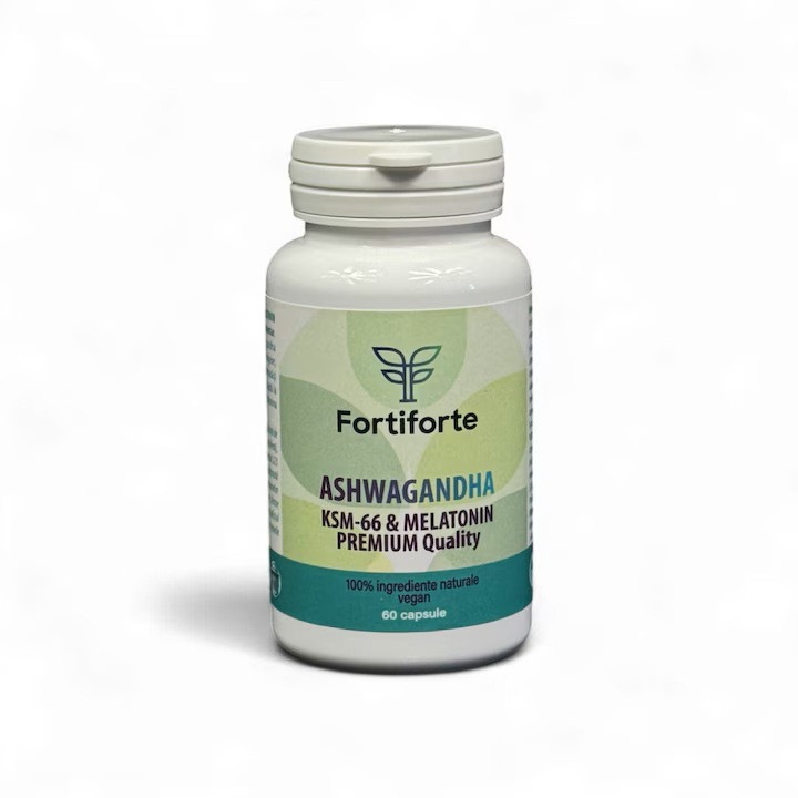 Supliment alimentar ASHWAGANDHA KSM-66 & MELATONIN PREMIUM Quality, Fortiforte®, 60 capsule