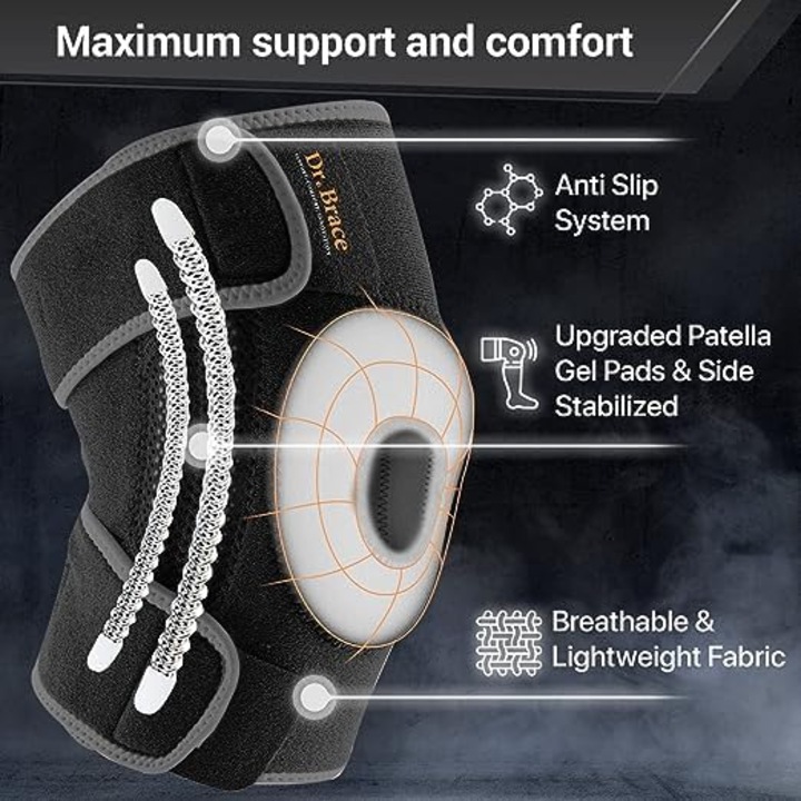 Pamut térdvédő, ergonomikus tartás, nagy rugalmasság, fekete