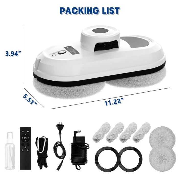 Robot autonom de curatare geamuri Smart Window Robot, Excitat®, Robot curatare geamuri, Aspiratie 5600 pa, Remote control function, Detectie margini, Protectie anti-cadere, Cap curatare dublu helix, Oprire automata, Alb inchis